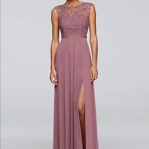 NEW Davids Bridal bridesmaid dress in bag with tags. Size 4. Color quartz.